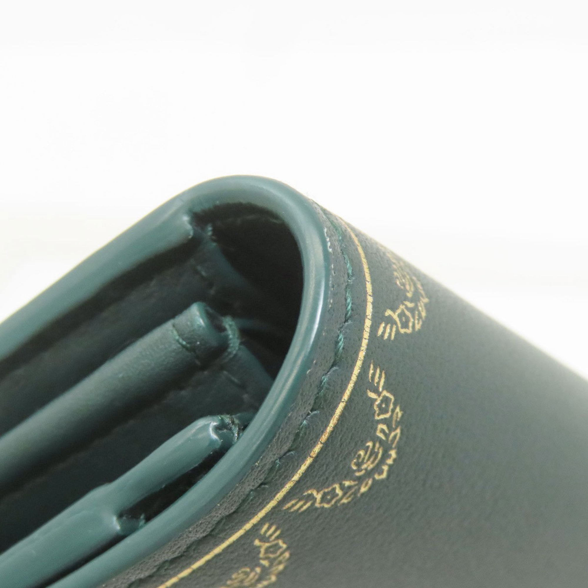 Cartier Green Leather Long Wallet (Bi-Fold) (Pre-Owned)