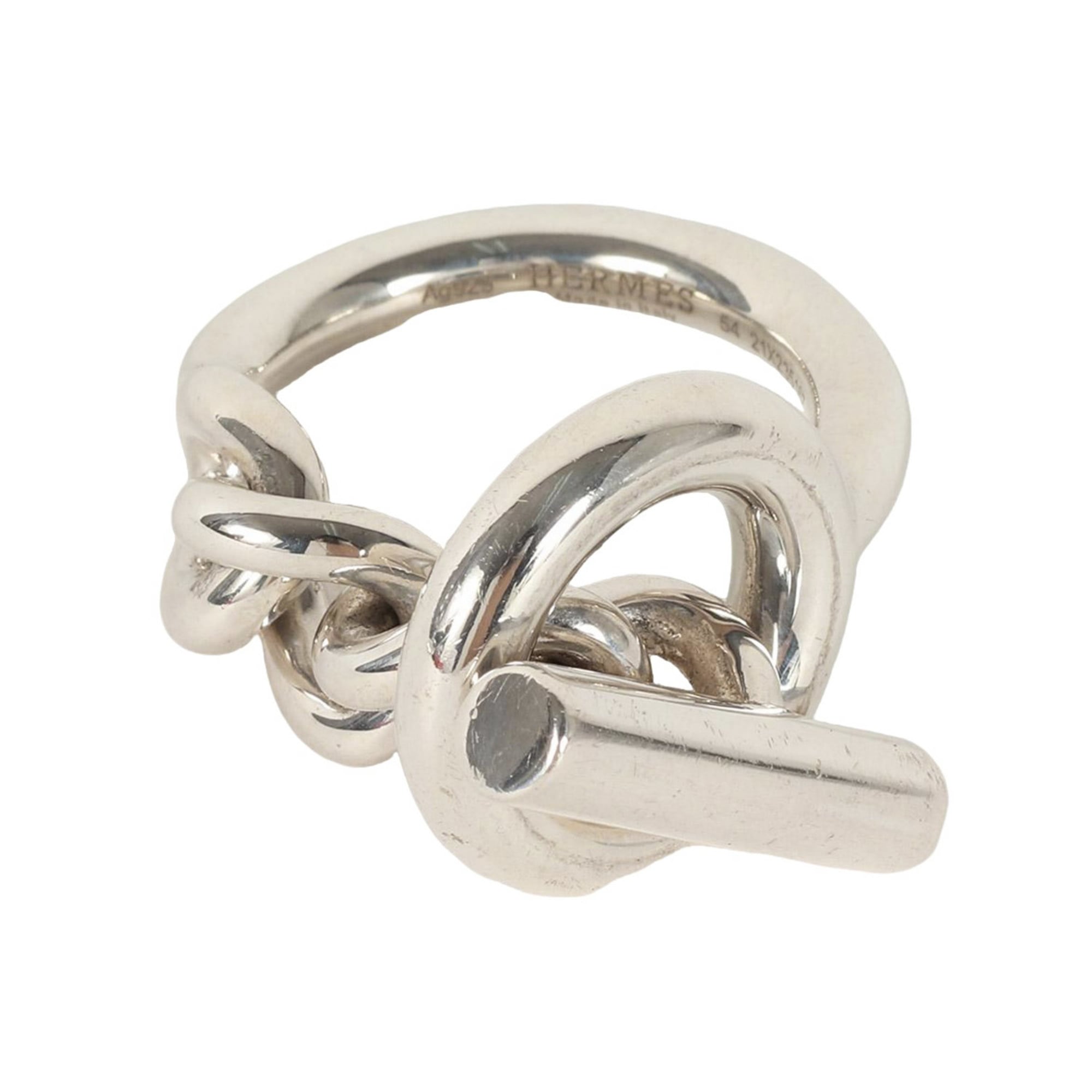Hermes Silver Silver 925 Band Ring (Pre-Owned)