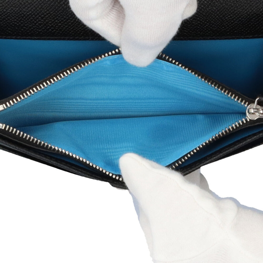 Bvlgari Black Leather Long Wallet (Tri-Fold) (Pre-Owned)