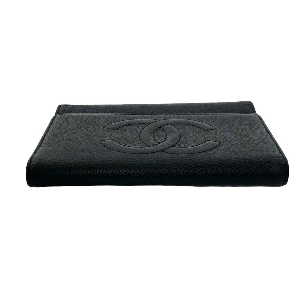 Chanel Black Grained Calfskin Wallet (Tri-Fold) (Pre-Owned)