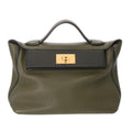 Hermes Black Green Taurillon Clemence Leather Handbag (Pre-Owned)