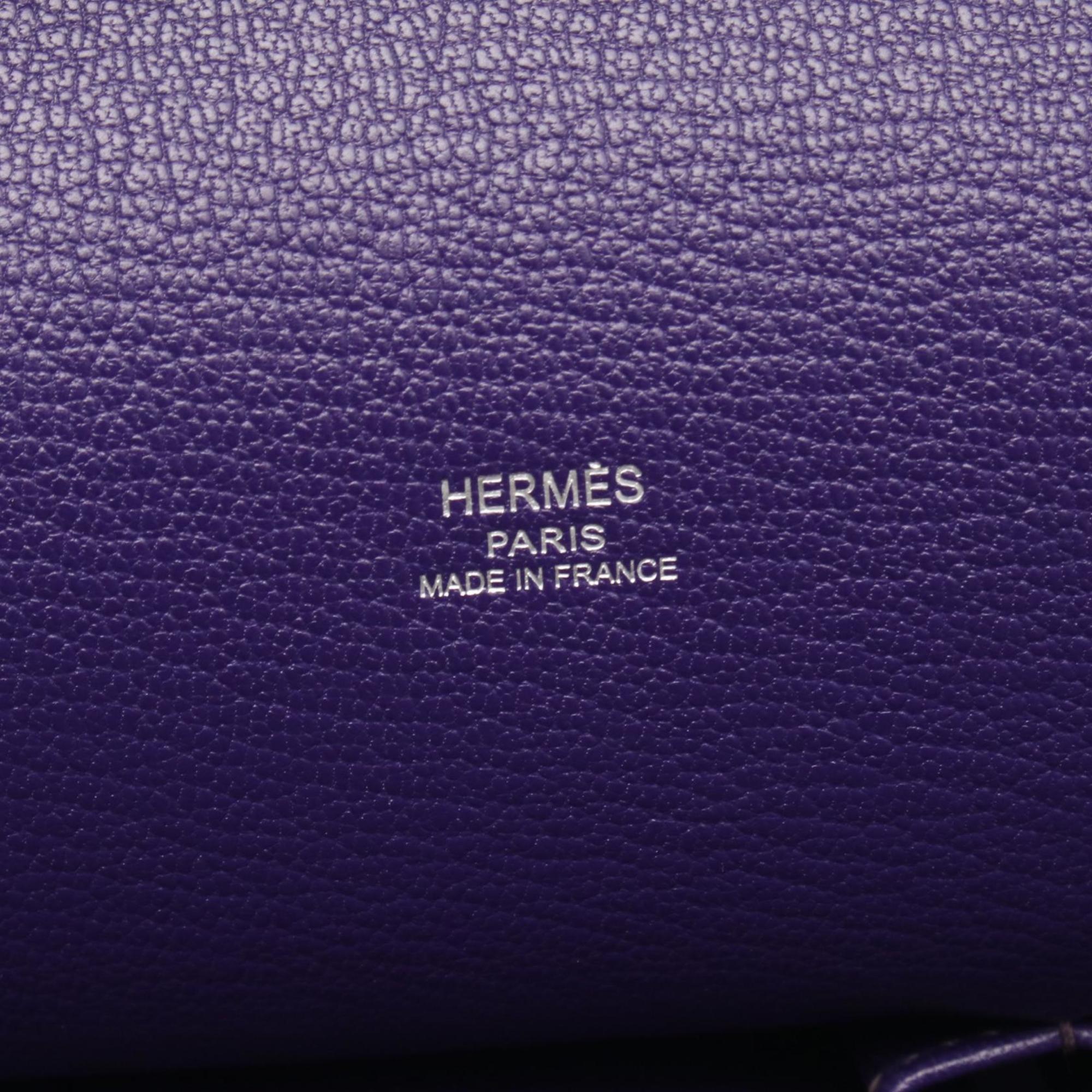 Hermes Iris Purple Taurillon Clemence Leather Leather Shoulder Bag (Pre-Owned)