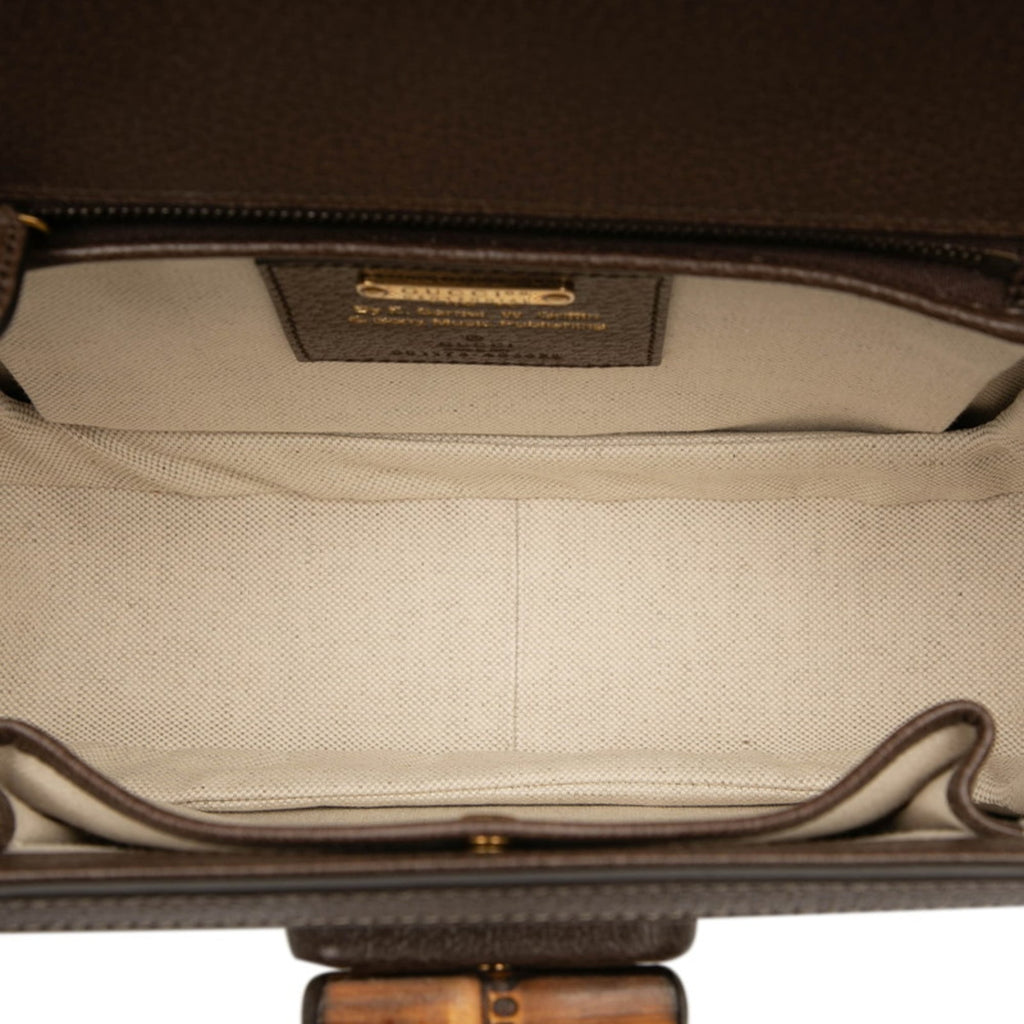 Gucci Beige Brown Canvas Leather Handbag Shoulder Bag (Pre-Owned)