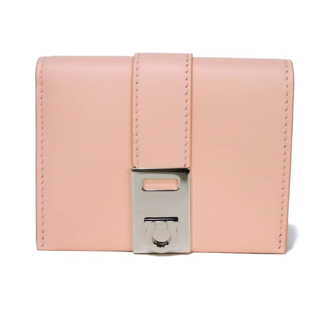 Salvatore Ferragamo Gancini Pink Leather Wallet (Bi-Fold) (Pre-Owned)
