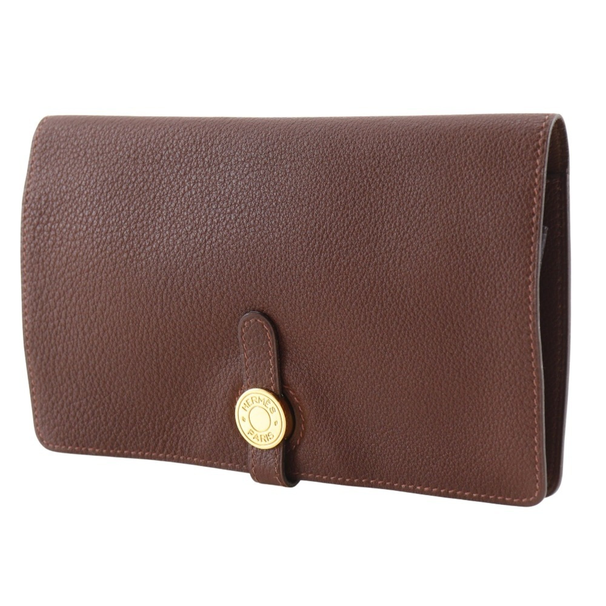 Hermes Dogon Brown Togo Leather Long Wallet (Bi-Fold) (Pre-Owned)