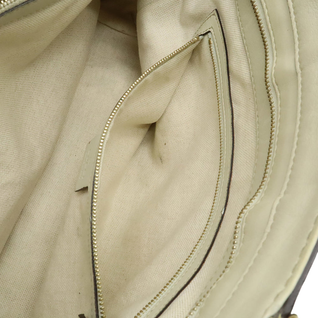 Gucci Ivory Leather Handbag Shoulder Bag Tote Bag (Pre-Owned)