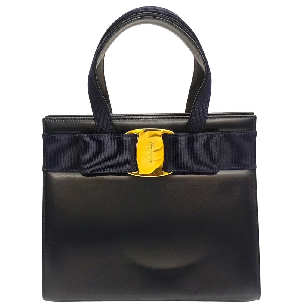 Salvatore Ferragamo Navy Leather Handbag (Pre-Owned)
