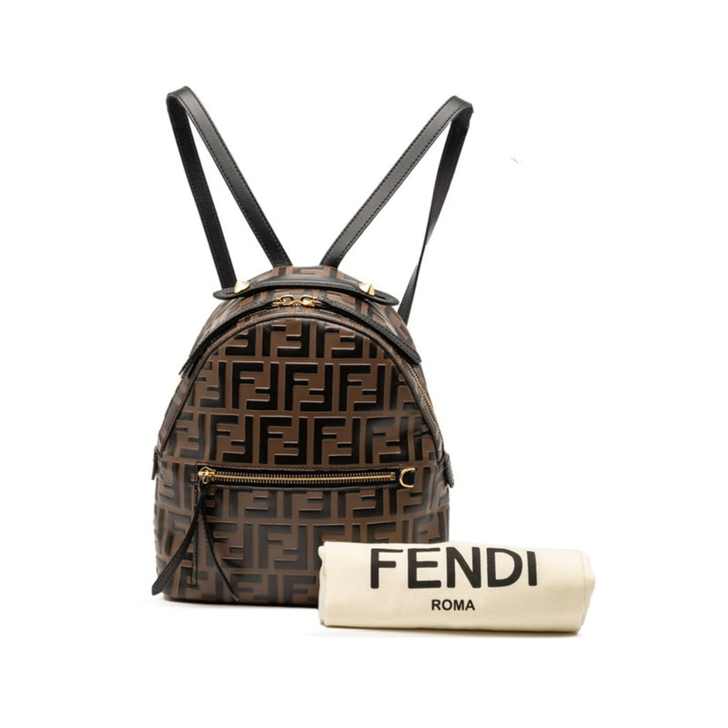 Fendi Black Brown Leather Backpack (Pre-Owned)