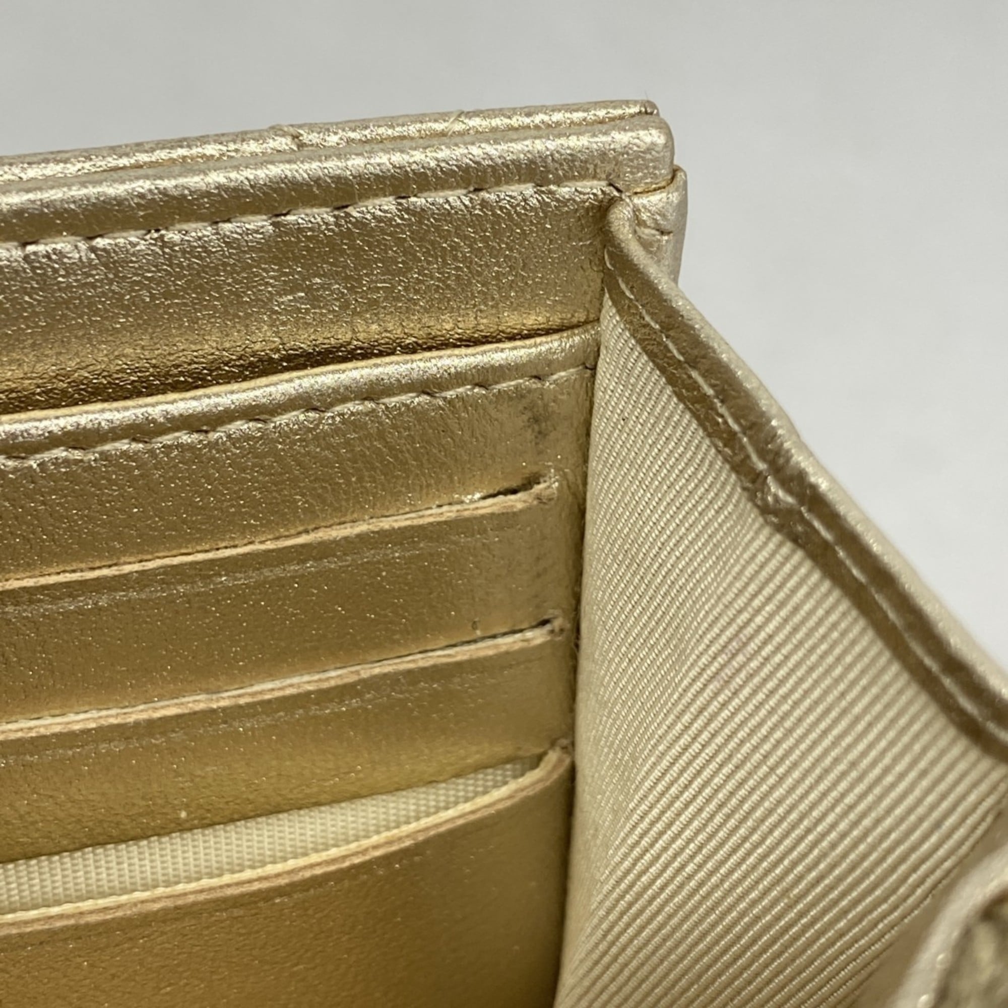 Chanel Gold Leather Long Wallet (Bi-Fold) (Pre-Owned)