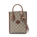 Gucci Beige Brown Coated Canvas Leather Handbag (Pre-Owned)