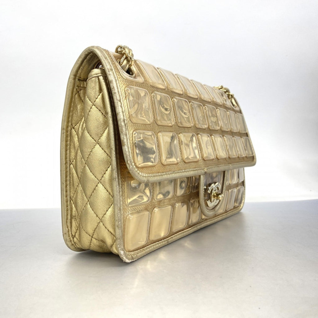 Chanel Champagne Champagne Gold Leather Vinyl Shoulder Bag (Pre-Owned)