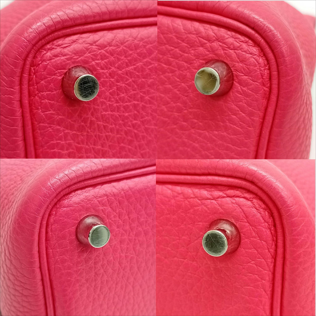 Hermes Pink Red Color Taurillon Clemence Leather Handbag (Pre-Owned)