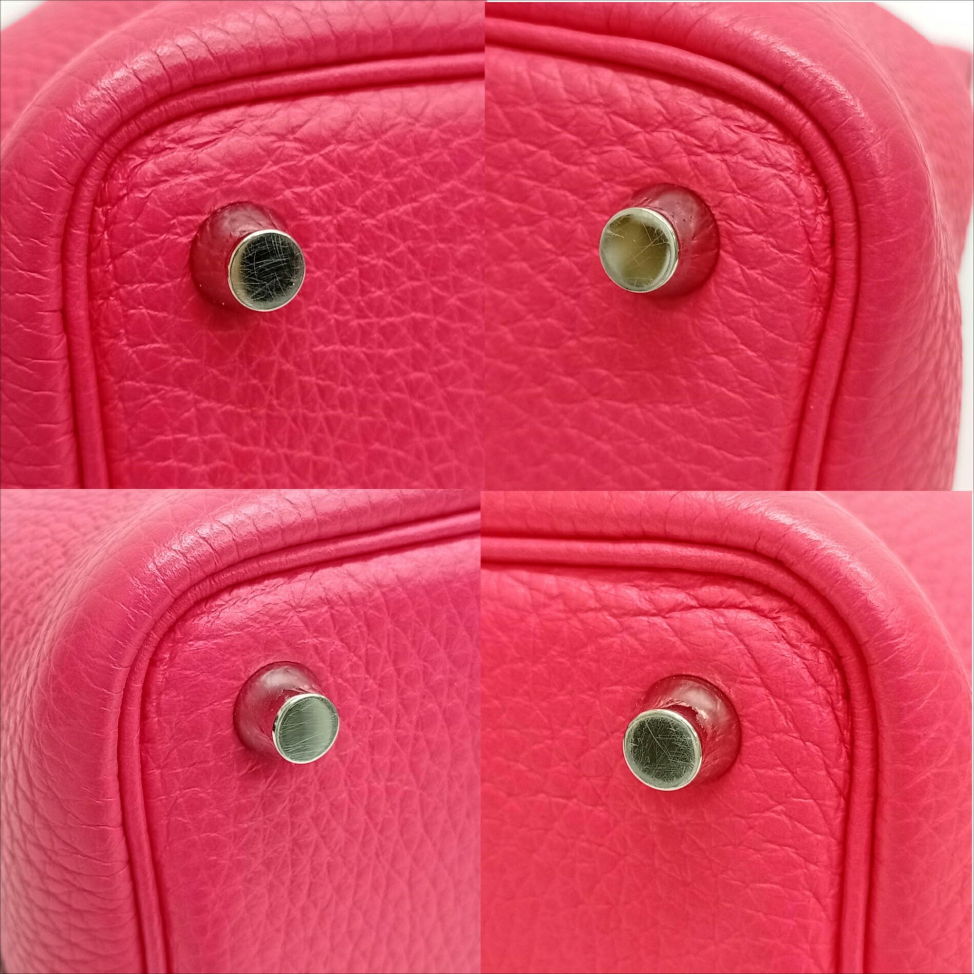 Hermes Pink Red Color Taurillon Clemence Leather Handbag (Pre-Owned)