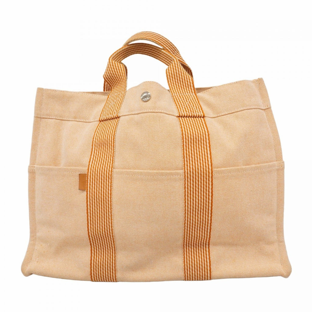 Hermes Orange White Canvas Tote Bag (Pre-Owned)