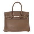 Hermes Etoupe Gray Taurillon Clemence Leather Handbag (Pre-Owned)
