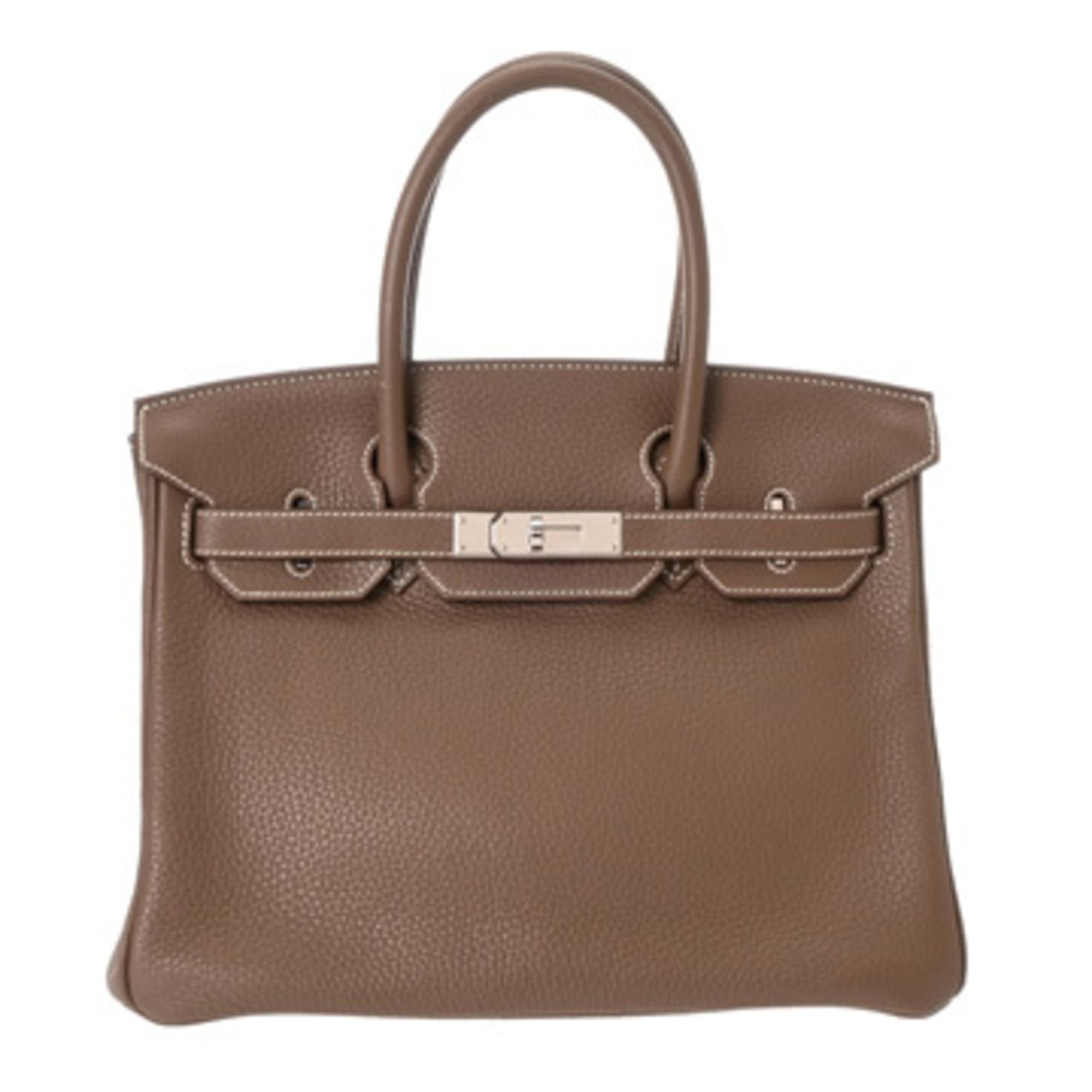 Hermes Etoupe Gray Taurillon Clemence Leather Handbag (Pre-Owned)