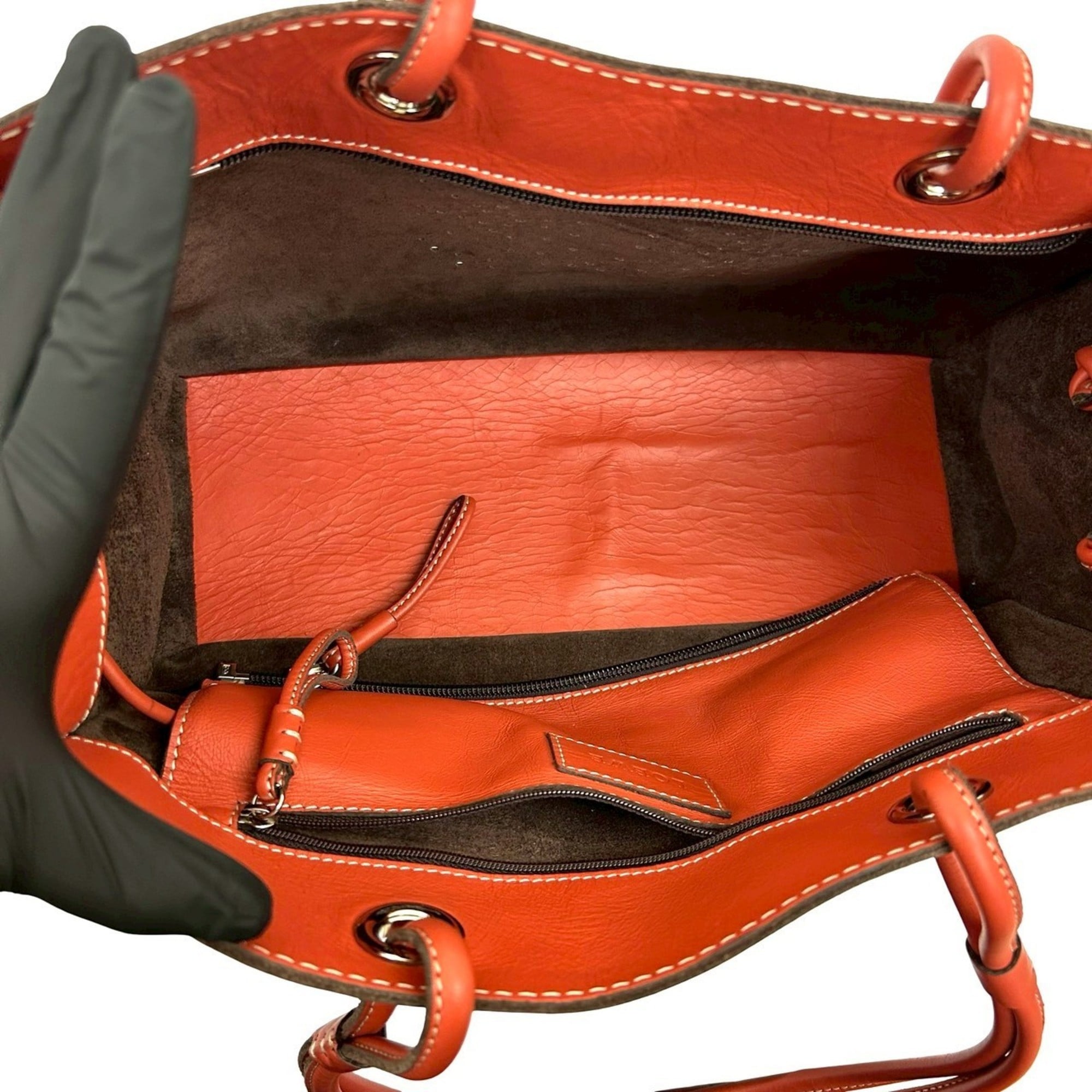 Loewe Orange Leather Handbag Tote Bag (Pre-Owned)