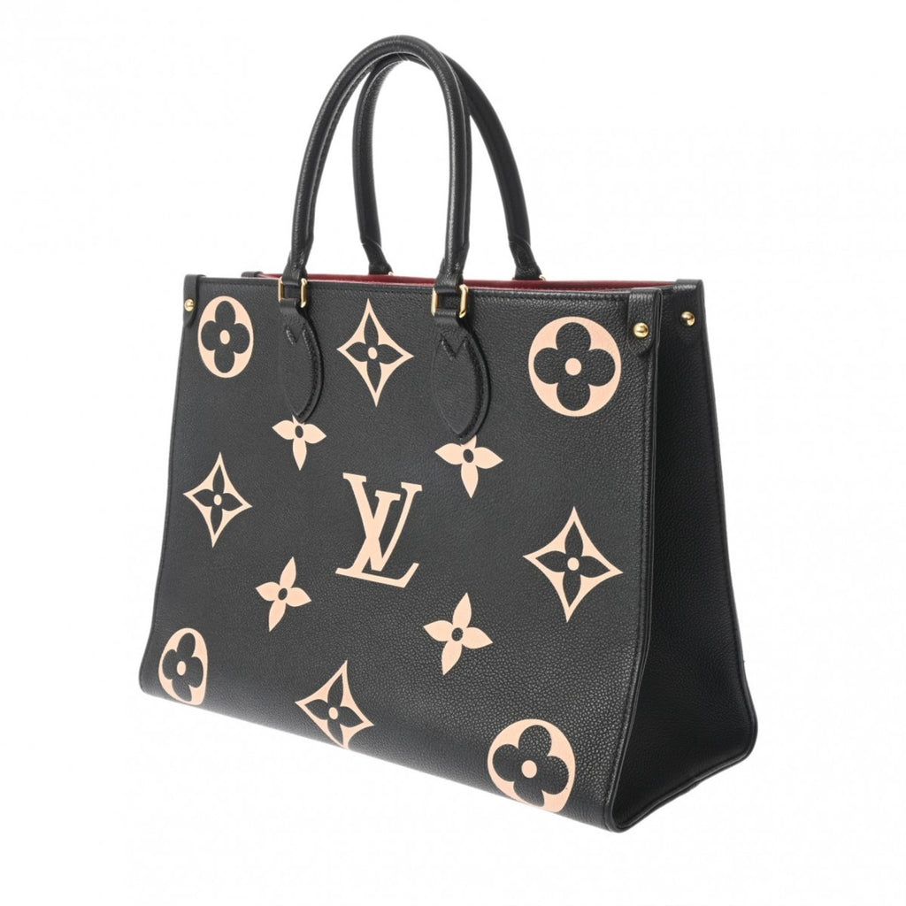 Louis Vuitton Beige Black Leather Handbag (Pre-Owned)