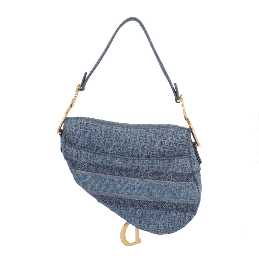 Christian Dior Blue Denim Saddle Bag Shoulder Bag (Pre-Owned)