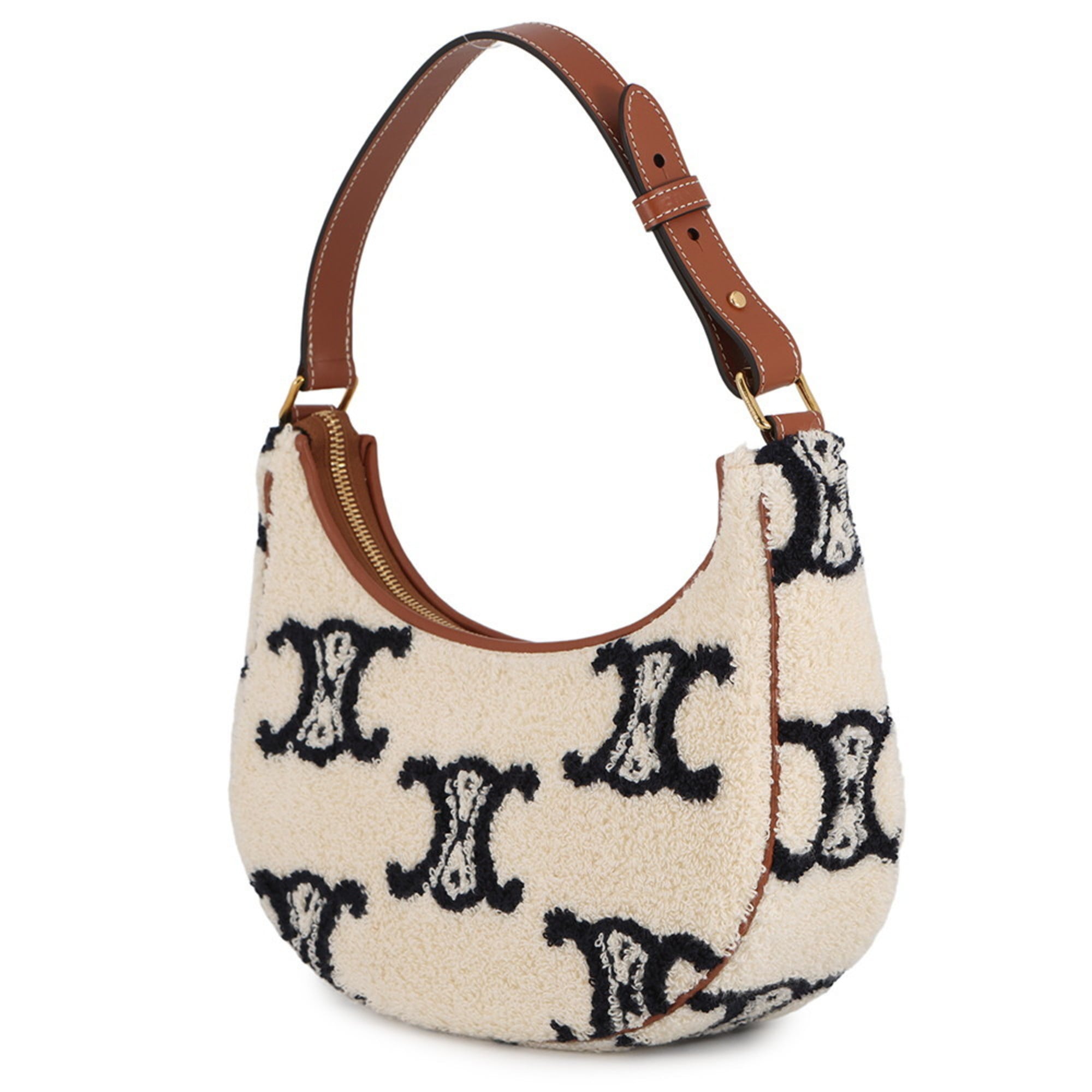 Celine Navy White Polyamide Leather Handbag (Pre-Owned)