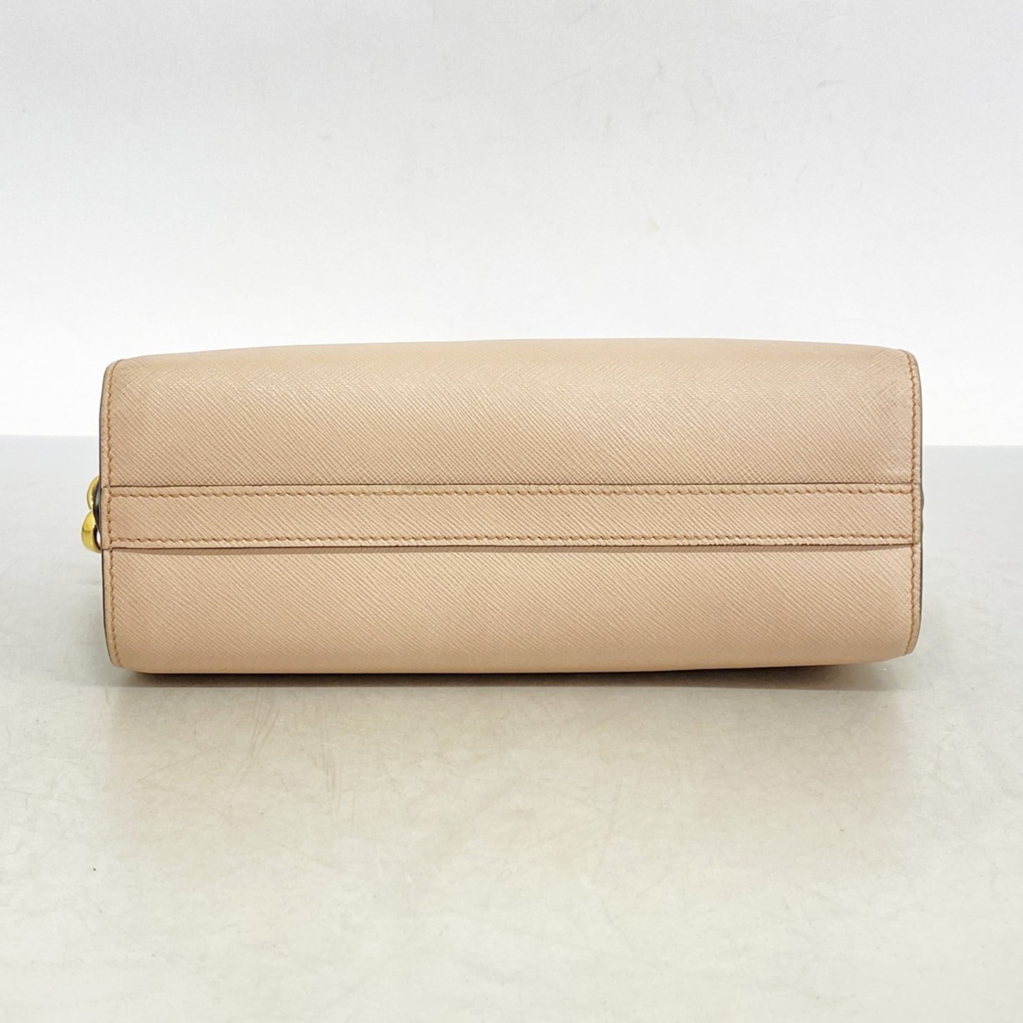 Prada Beige Black Leather Shoulder Bag (Pre-Owned)