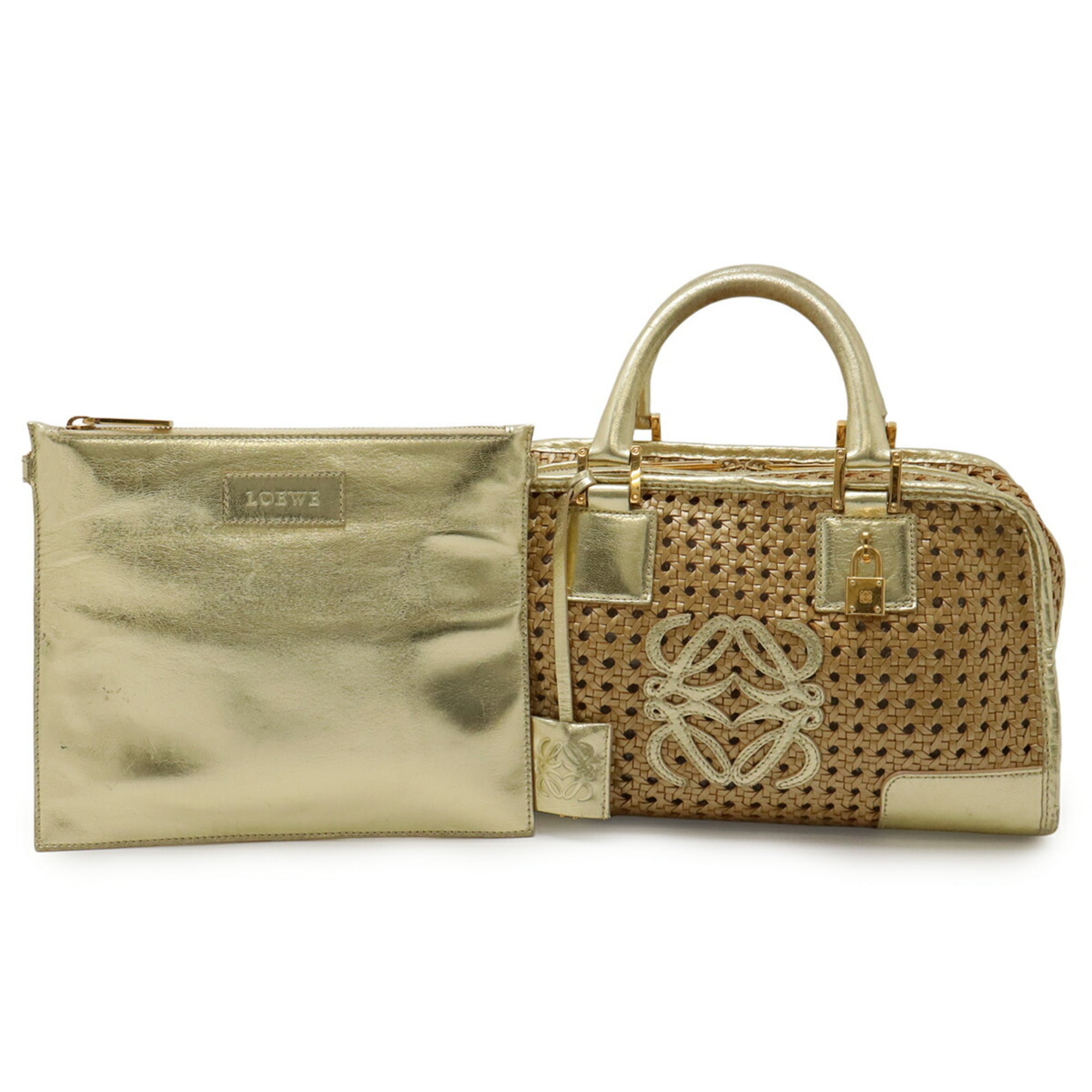 Loewe Amazona Gold Metallic Leather Handbag (Pre-Owned)