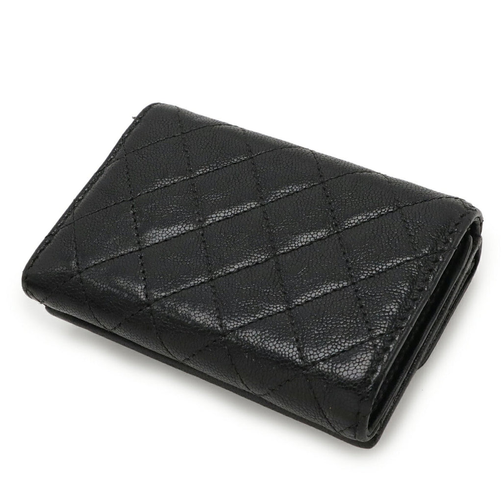 Chanel Black Grained Calfskin Wallet (Tri-Fold) (Pre-Owned)