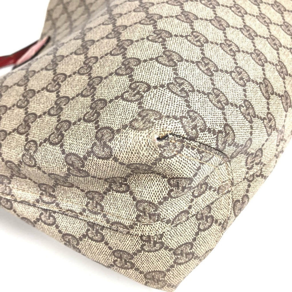 Gucci Beige Red Color Gg Supreme Shoulder Bag Tote Bag (Pre-Owned)