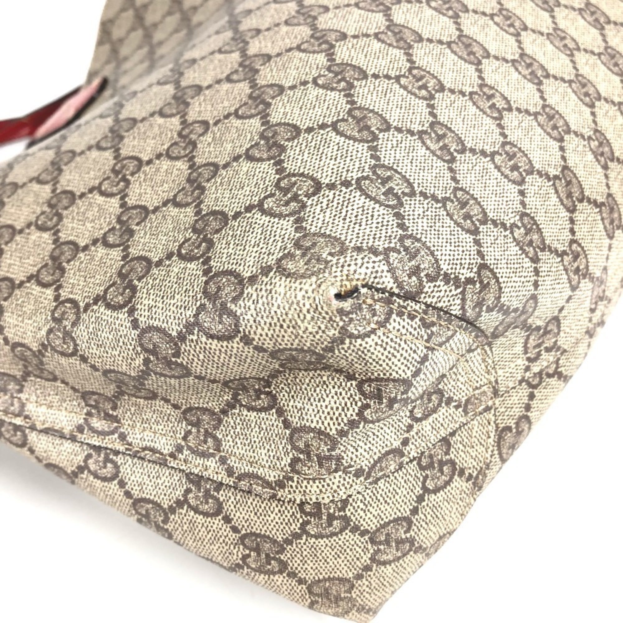 Gucci Beige Red Color Gg Supreme Shoulder Bag Tote Bag (Pre-Owned)