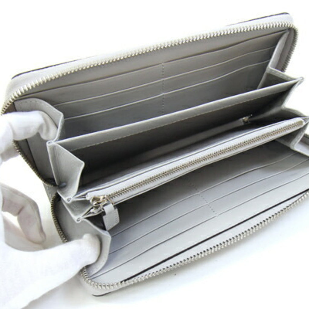 Gucci Light Gray Leather Long Wallet (Bi-Fold) (Pre-Owned)