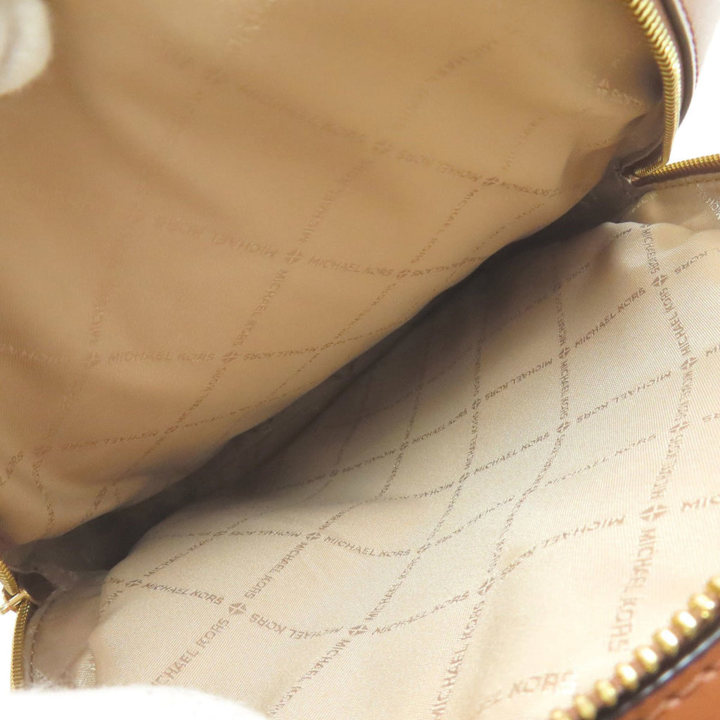 Michael Kors Brown White Leather Pvc Backpack (Pre-Owned)