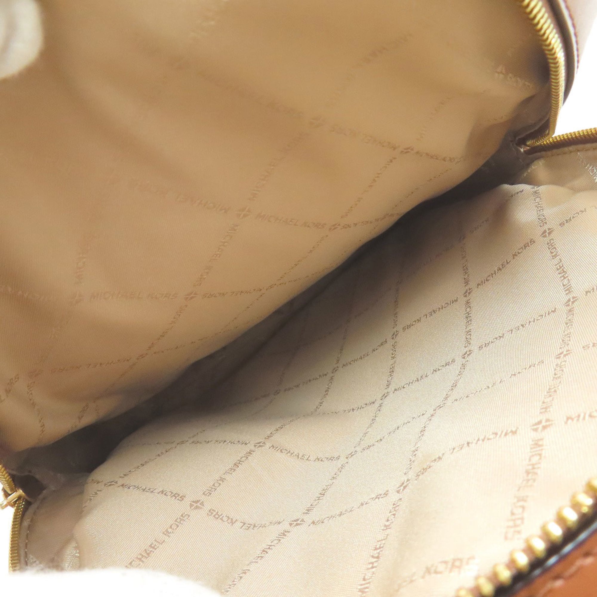 Michael Kors Brown White Leather Pvc Backpack (Pre-Owned)
