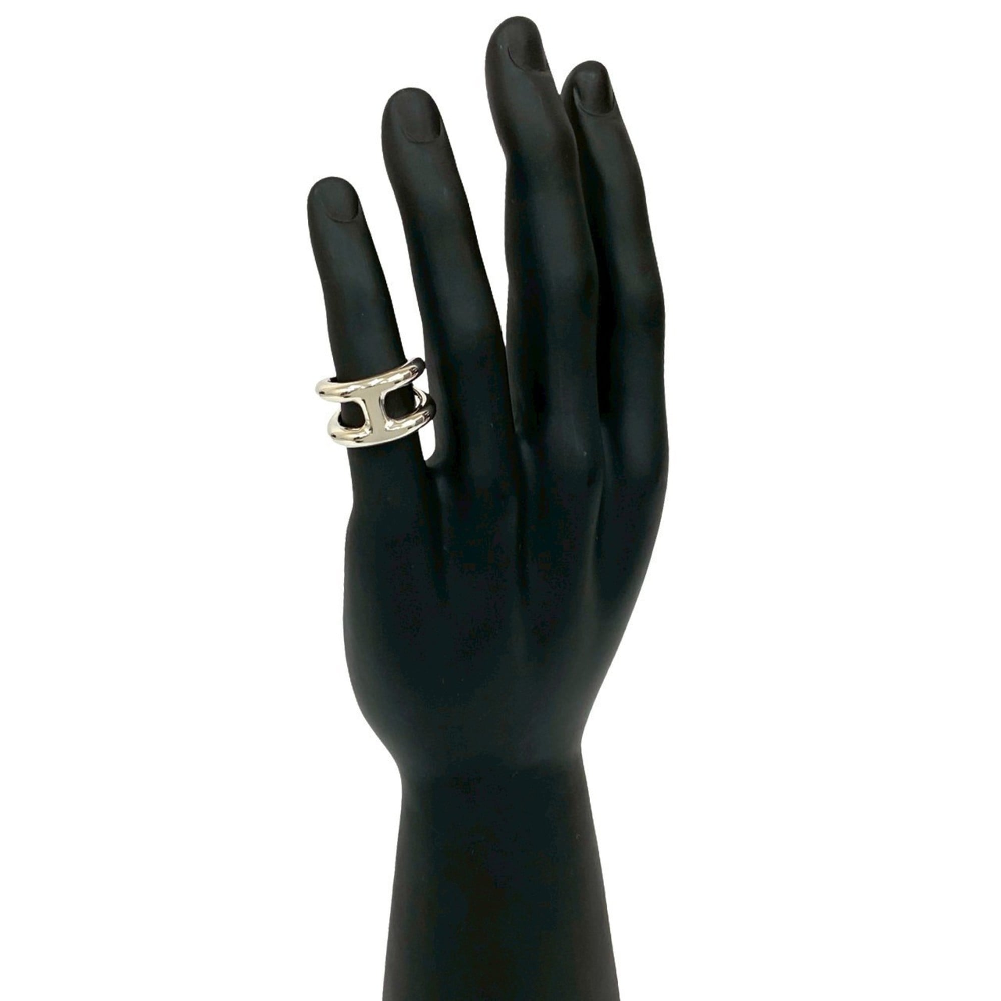 Hermes Silver Silver 925 Band Ring (Pre-Owned)