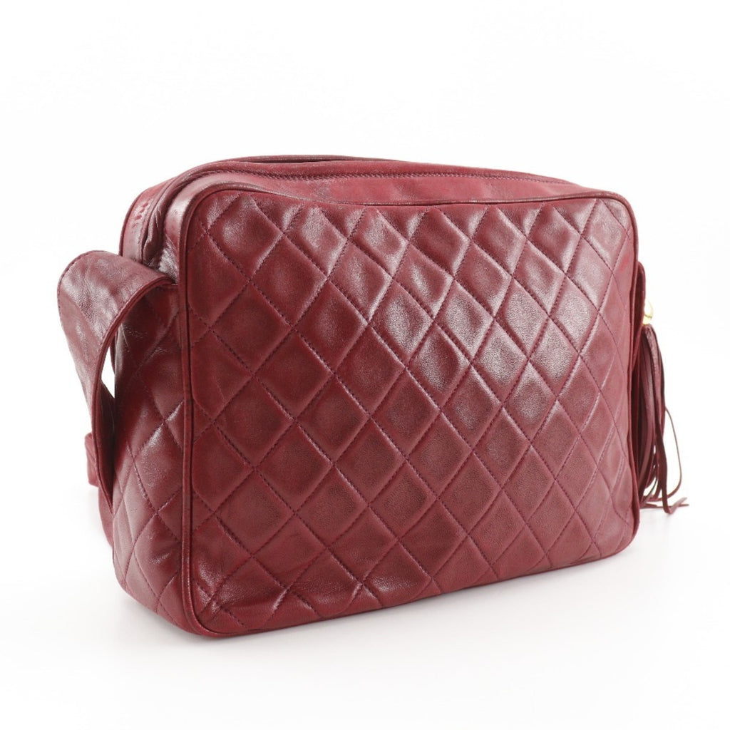 Chanel Matelasse Red Color Leather Shoulder Bag (Pre-Owned)