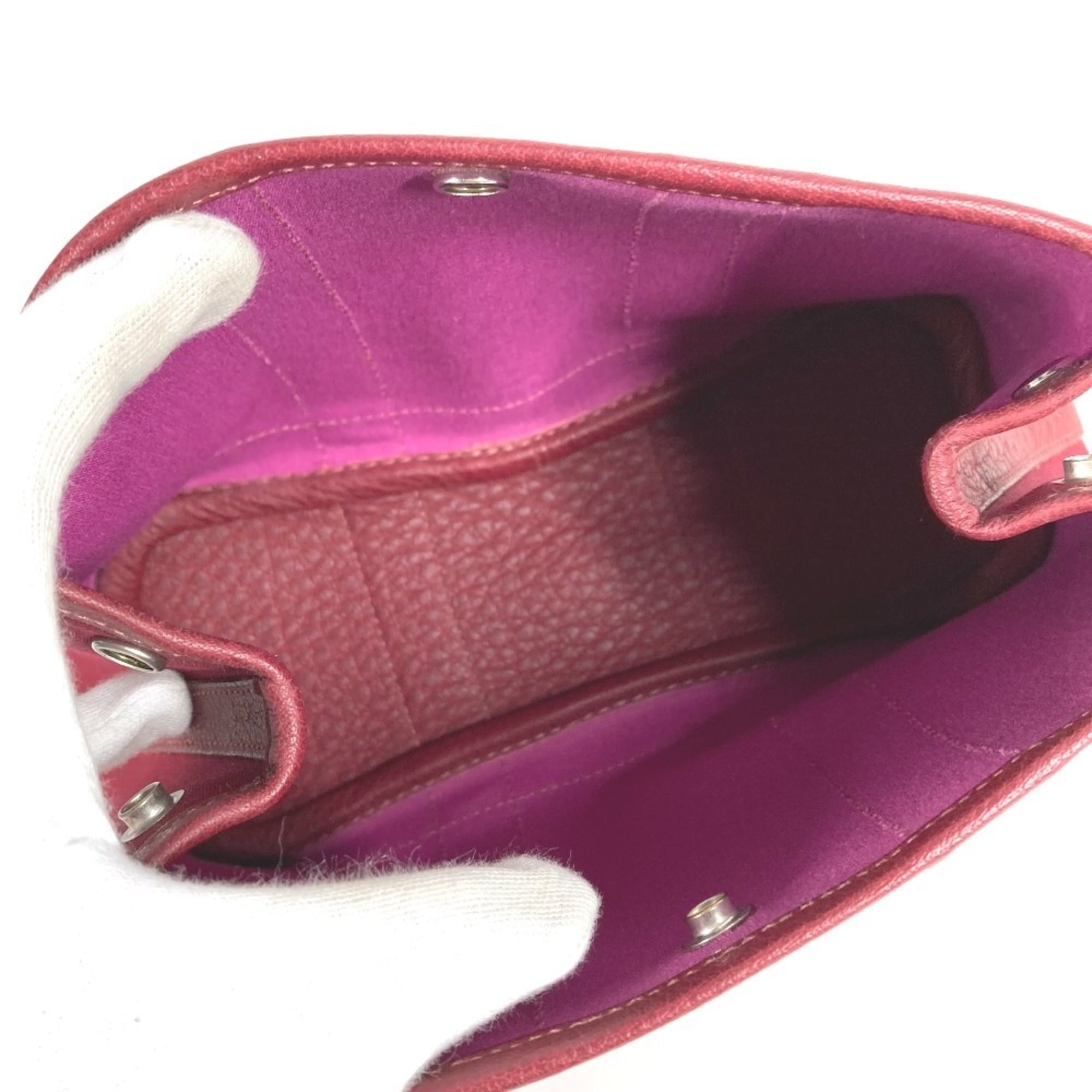 Hermes Garden Red Color Toile Officier Leather Clutch Bag Pouch (Pre-Owned)