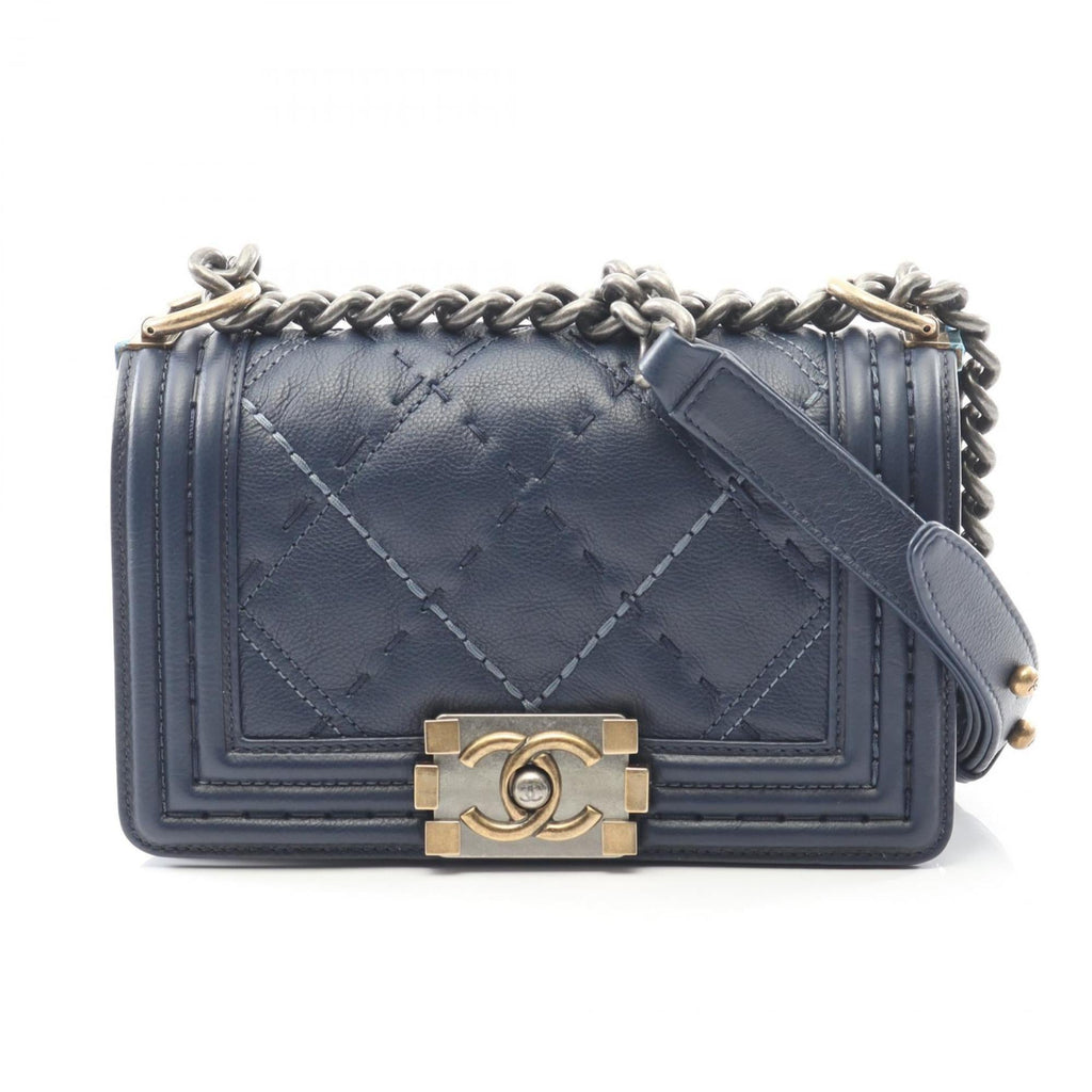 Chanel Navy Leather Shoulder Bag (Pre-Owned)