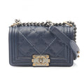 Chanel Navy Leather Shoulder Bag (Pre-Owned)