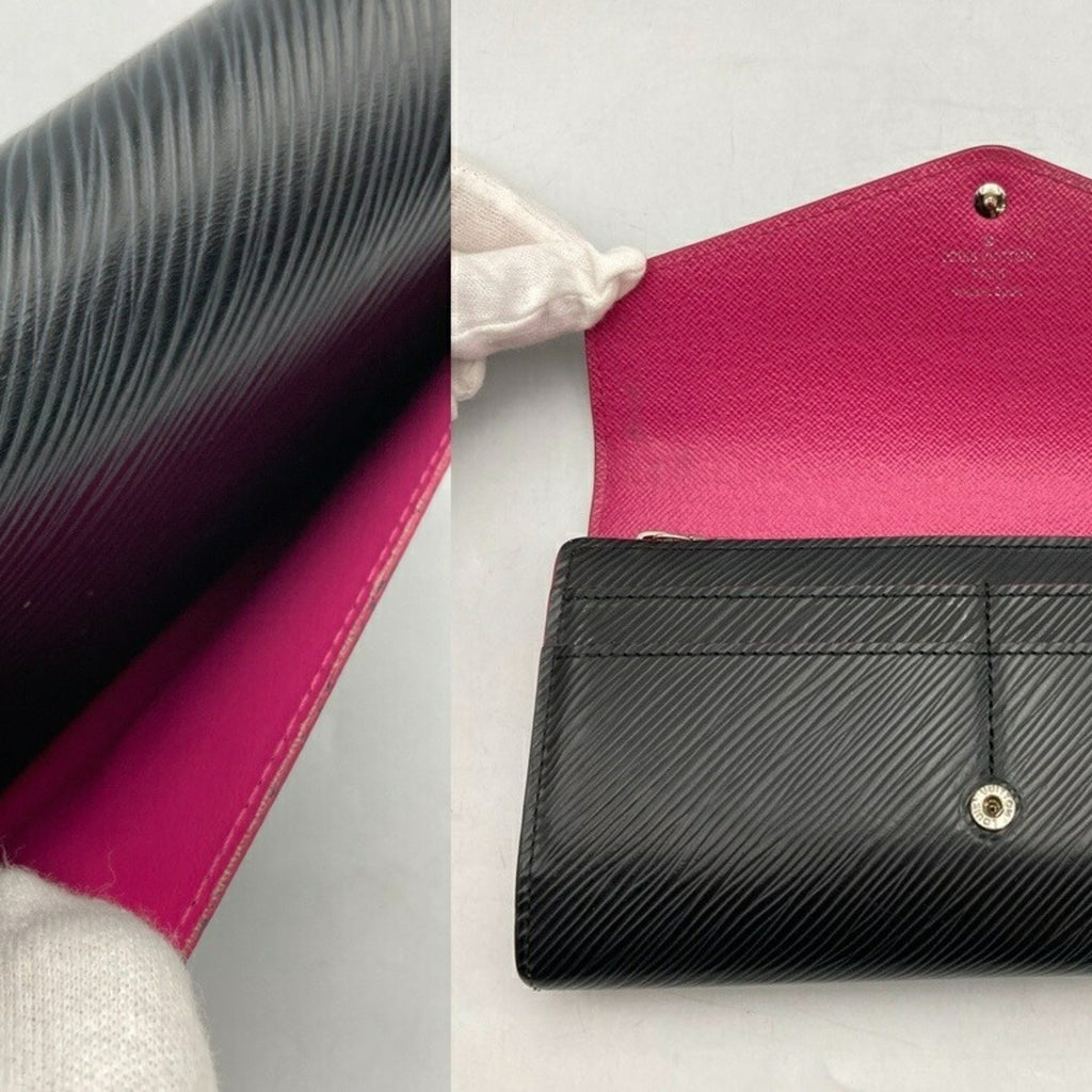 Louis Vuitton Black Leather Long Wallet (Bi-Fold) (Pre-Owned)