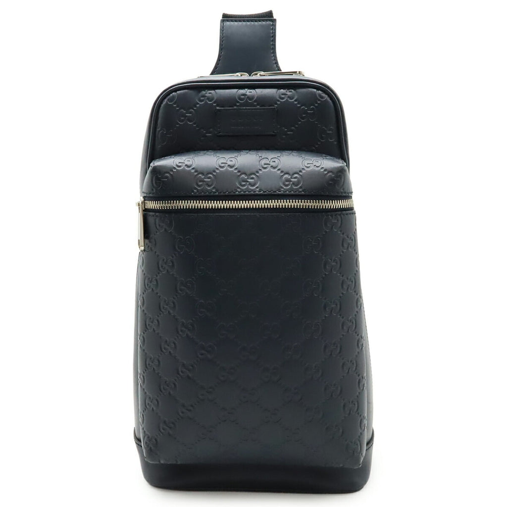 Gucci Navy Leather Shoulder Bag (Pre-Owned)