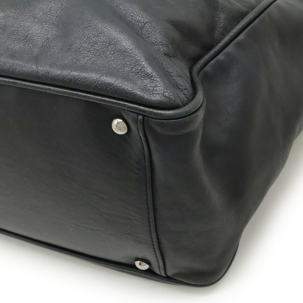 Chanel Camellia Black Leather Shoulder Bag Tote Bag (Pre-Owned)