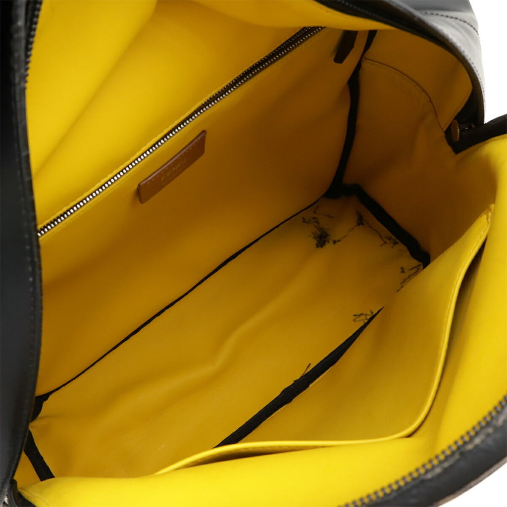 Fendi Zucca Black Khaki Brown Yellow Coated Canvas Leather Backpack (Pre-Owned)