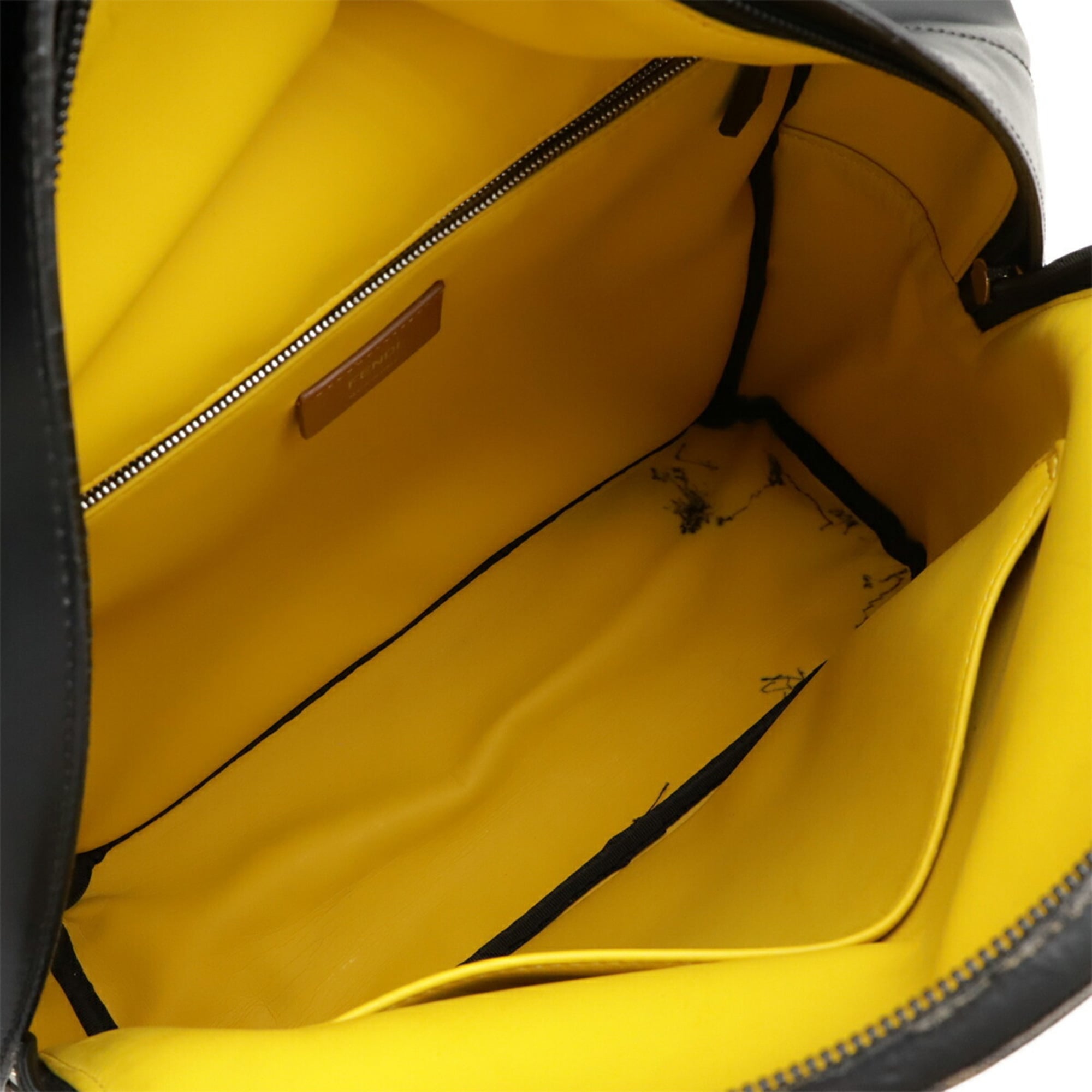 Fendi Zucca Black Khaki Brown Yellow Coated Canvas Leather Backpack (Pre-Owned)