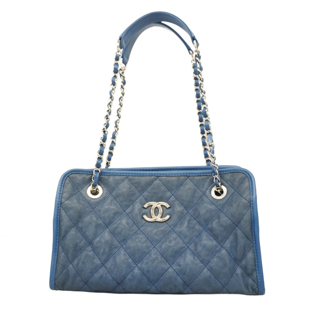 Chanel Blue Grained Calfskin Shoulder Bag (Pre-Owned)