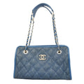 Chanel Blue Grained Calfskin Shoulder Bag (Pre-Owned)