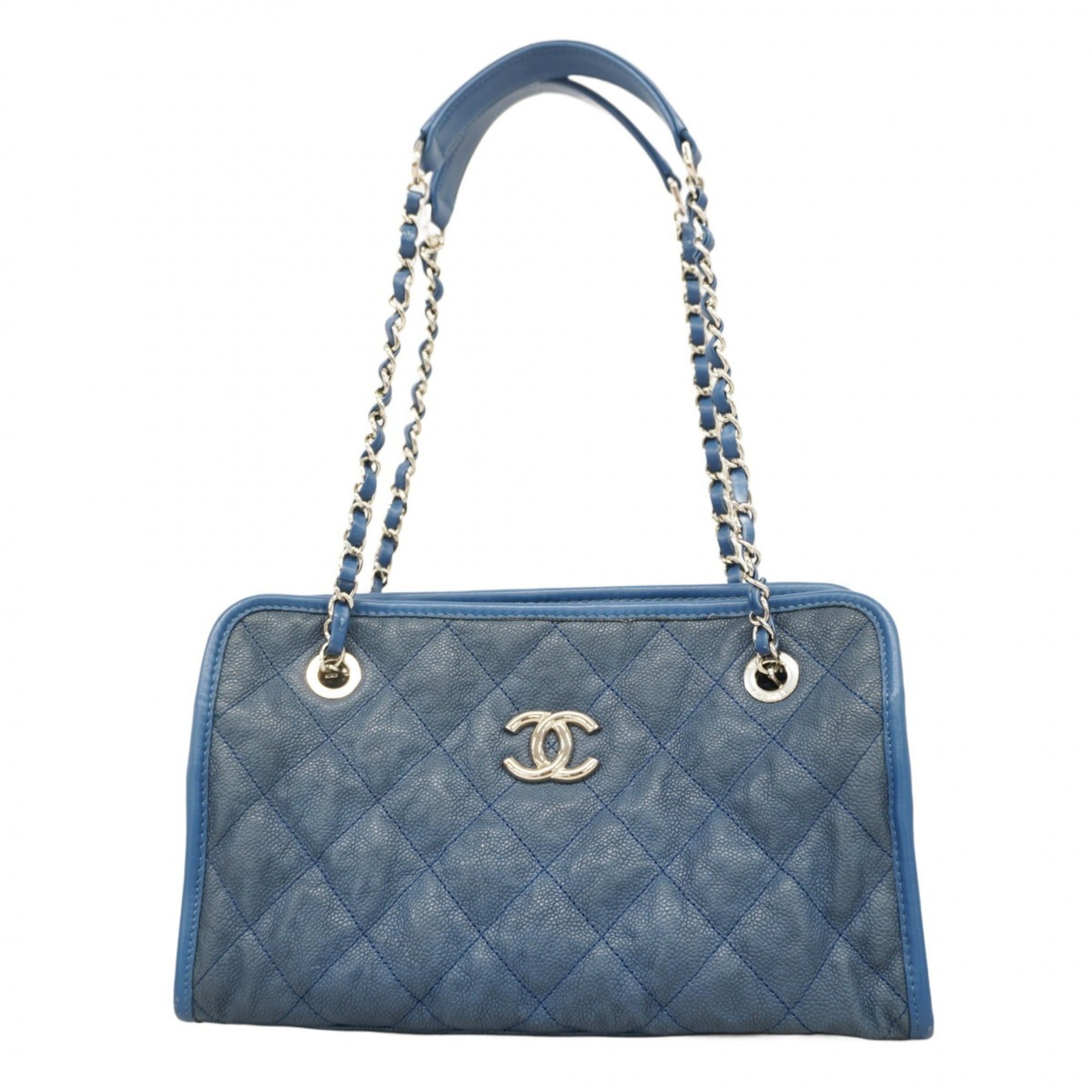 Chanel Blue Grained Calfskin Shoulder Bag (Pre-Owned)