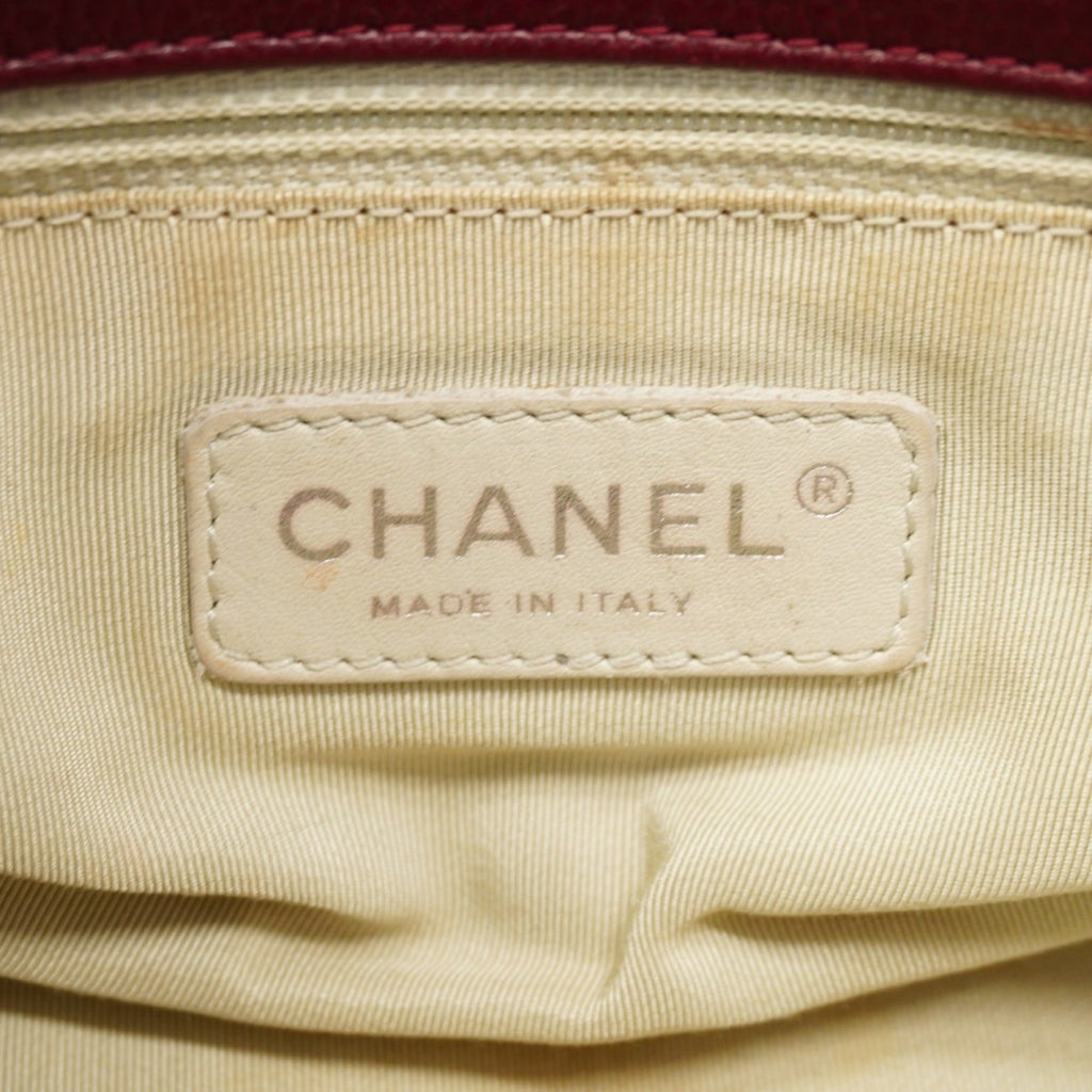 Chanel Red Color Grained Calfskin Shoulder Bag (Pre-Owned)