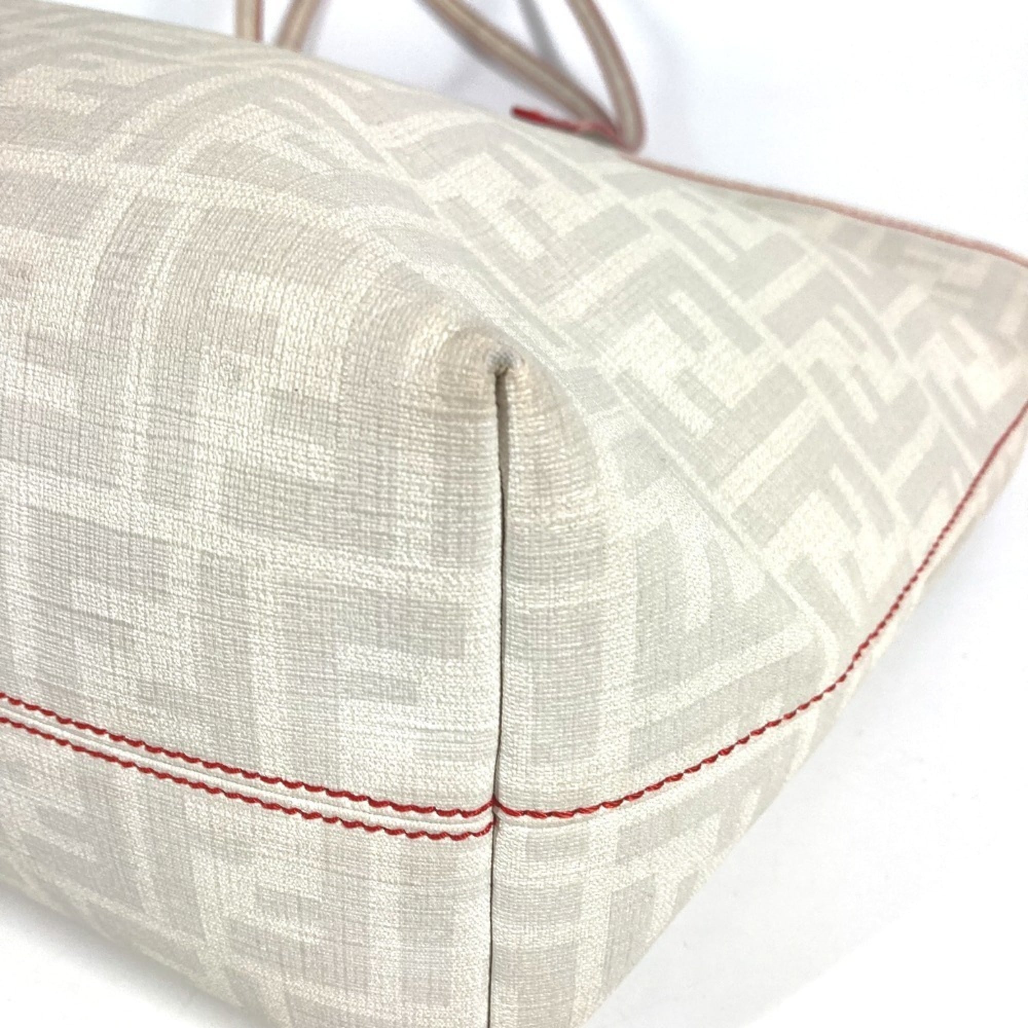 Fendi Zucca Red Color White Zucca Shoulder Bag Tote Bag (Pre-Owned)