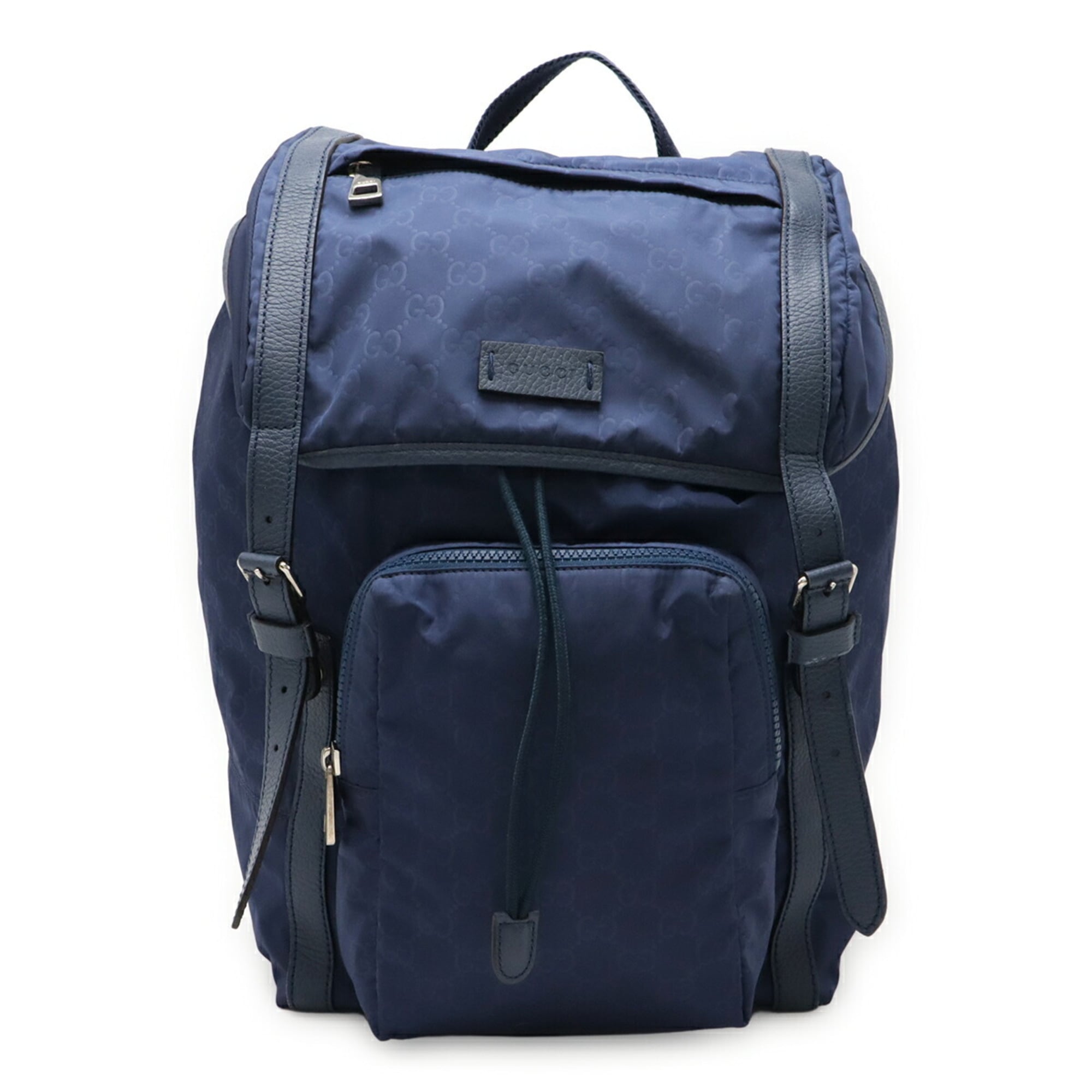 Gucci Navy Nylon Leather Backpack (Pre-Owned)