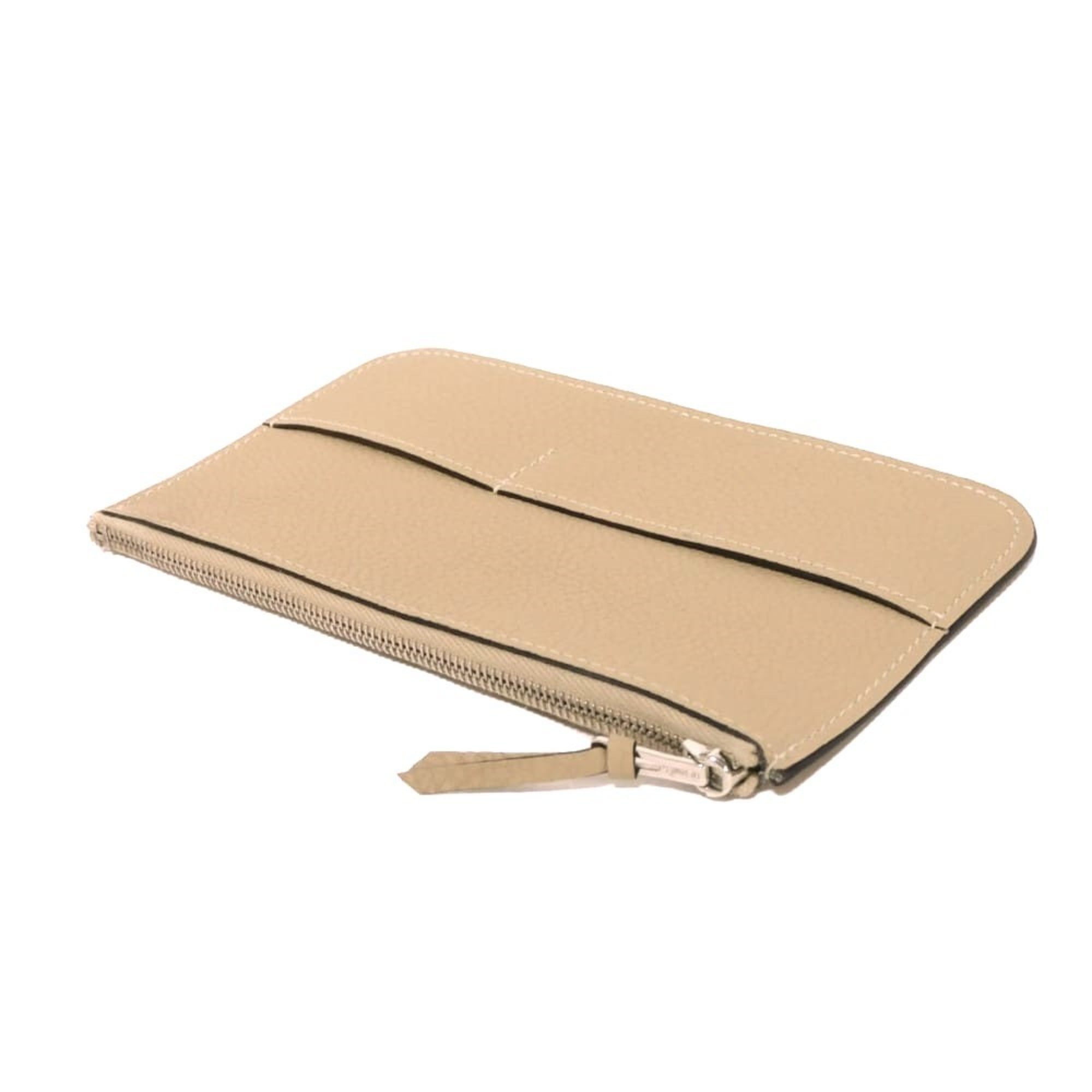 Hermes Beige Taurillon Clemence Leather Coin Purse/Coin Case (Pre-Owned)