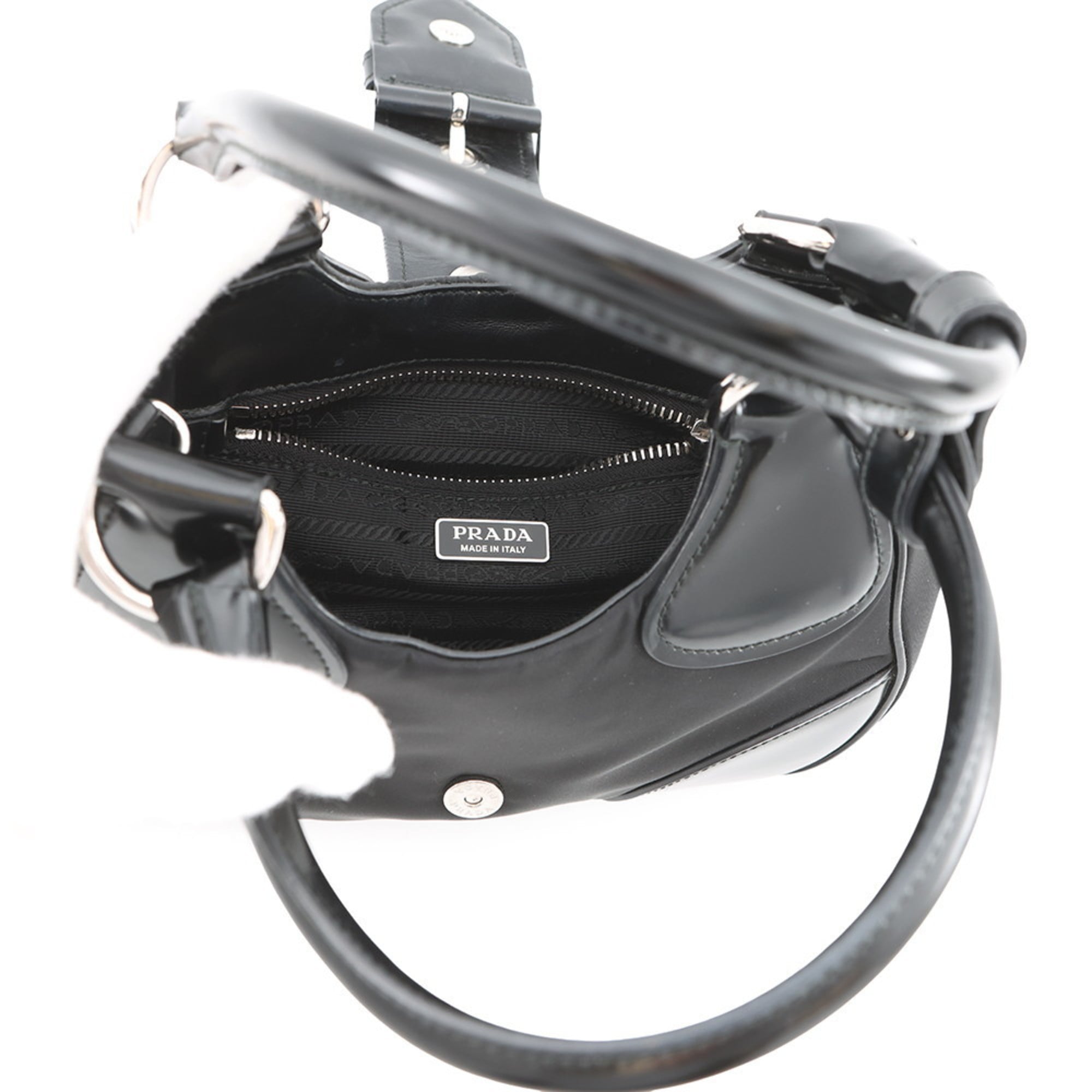 Prada Black Leather Nylon Handbag (Pre-Owned)